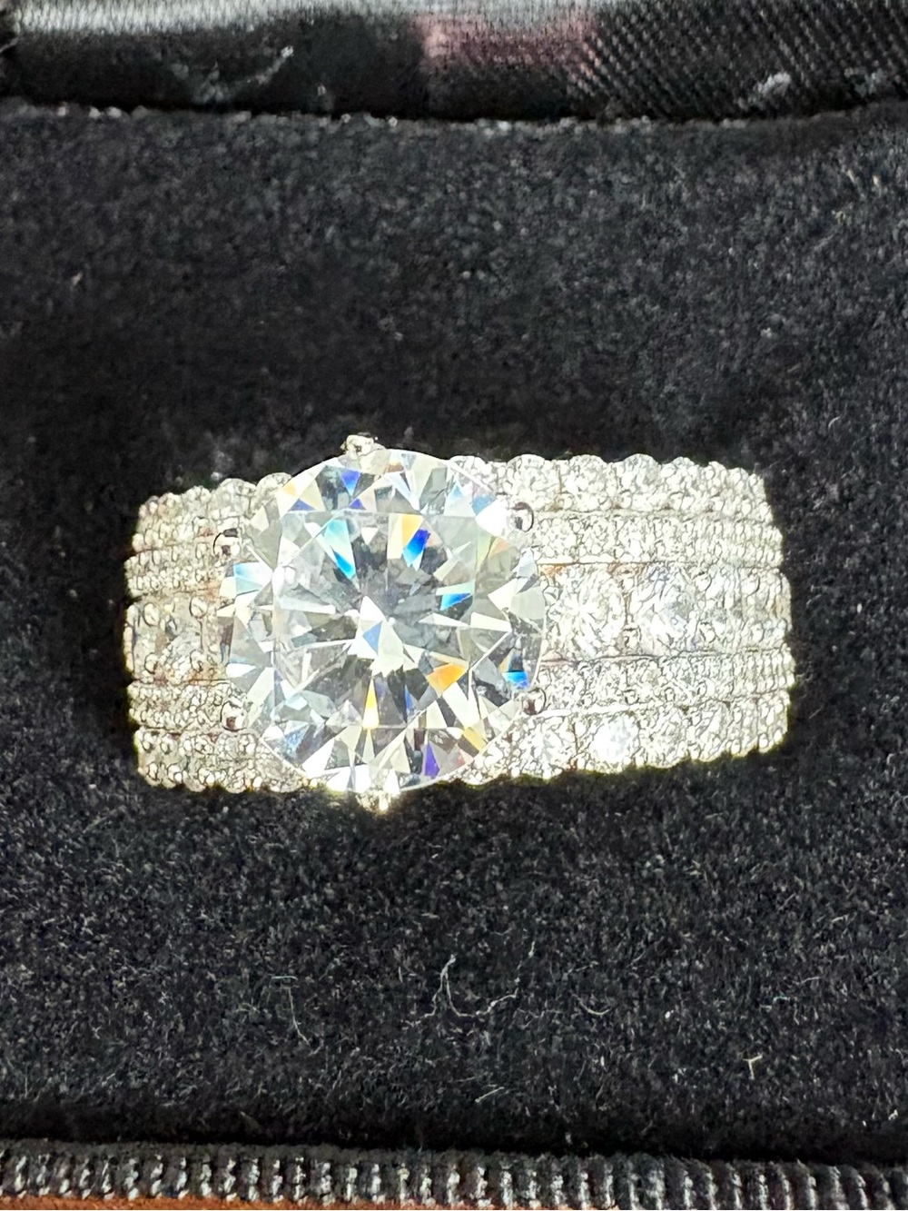 Victoria Wieck Silver-Tone Clear Crystal Multi-Row Halo Ring. Size 10